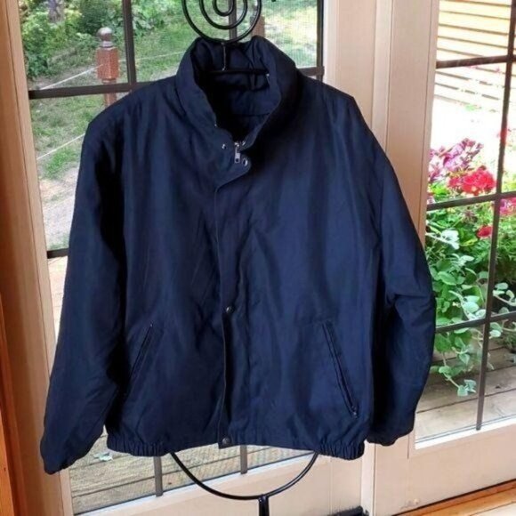 London Fog Black 2 in 1 Zip/Snap Insulated Lined Hooded Bomber Sz. L Jacket - Picture 1 of 14